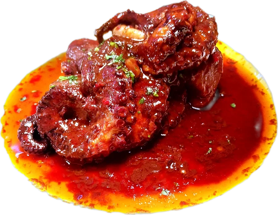 Gebratener Oktopus nach Azoren-Art in seiner Sauce